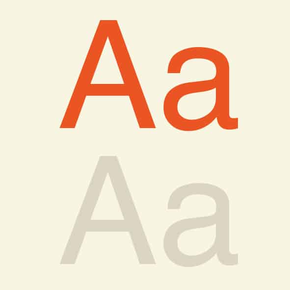 Visual to show how high-contrast text is much easier to read low-contrast text