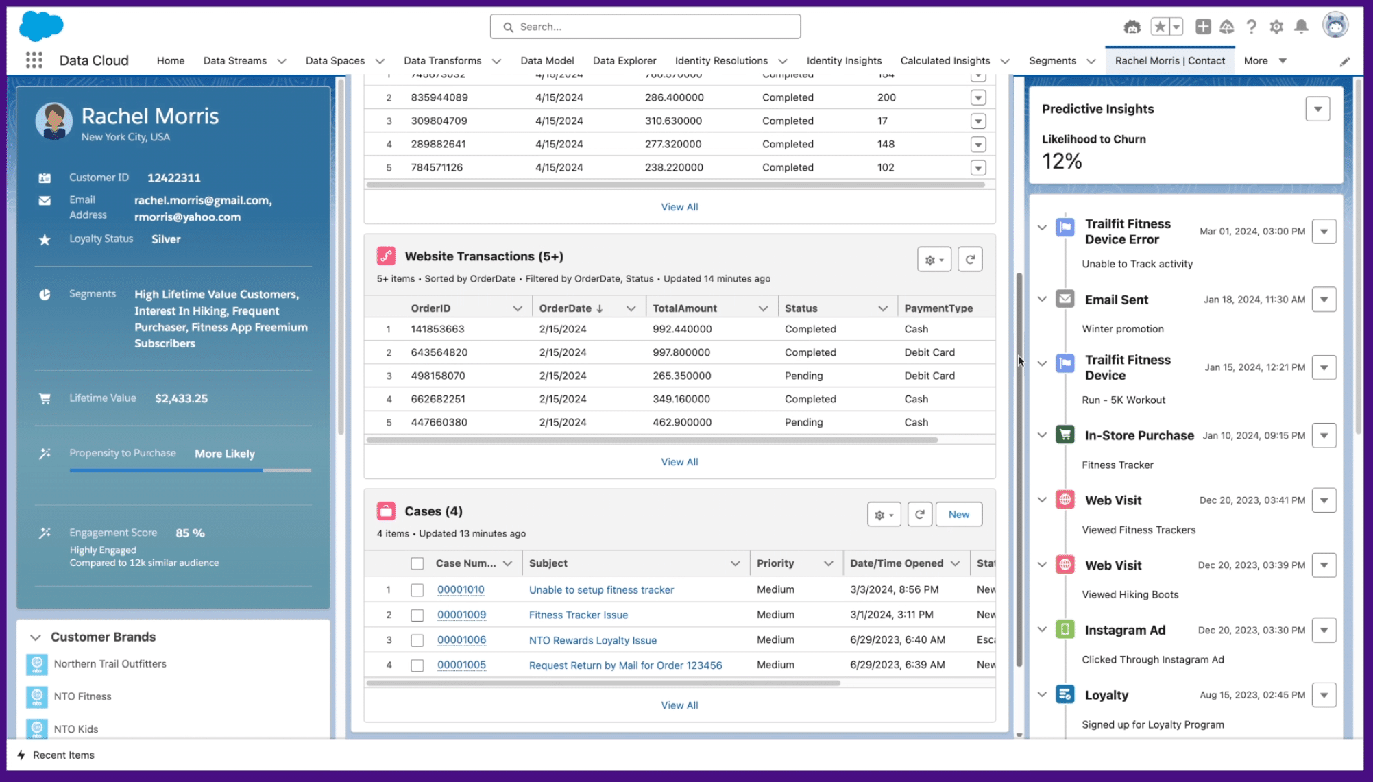 Screenshot of Salesforce data dashboard.
