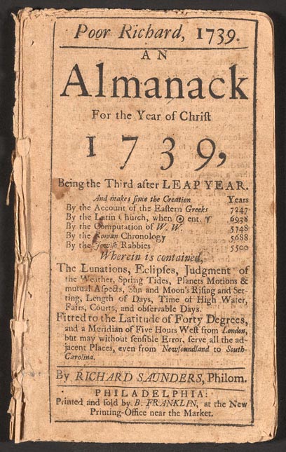 Image of a 1739 Almanac