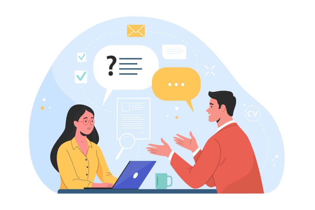 Illustration of an interviewer and interviewee