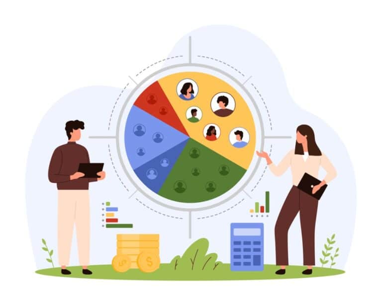 Illustration of marketers doing audience research