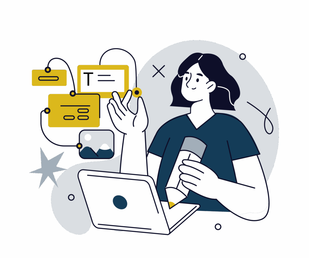 Person using online tools on a laptop